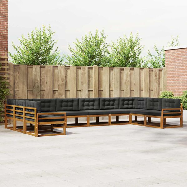 vidaXL Set vanjskih sofa s jastukom 10 pcs Prirodna i antracit