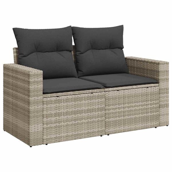 vidaXL 7-dijelni set vrtnih sofa svjetlosivi od poliratana