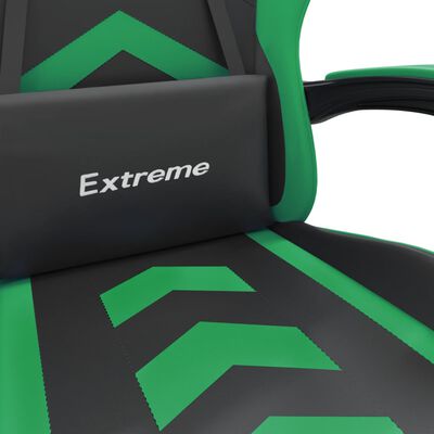 vidaXL Igraća stolica od umjetne kože s osloncem za noge Crna i zelena