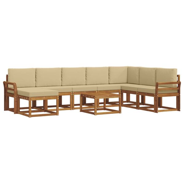 vidaXL Set vanjskih sofa s jastukom 9 pcs Prirodna i bež