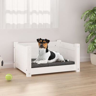 vidaXL Krevet za pse bijeli 55,5x45,5x28 cm od masivne borovine