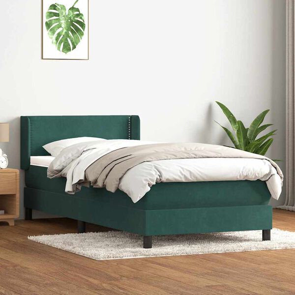vidaXL Box Spring krevet s madracem tamnozeleni 80x220 cm bar&scaron;un