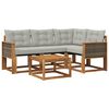 vidaXL Set vanjskih sofa s jastukom 5 pcs Prirodna i svjetlosiva