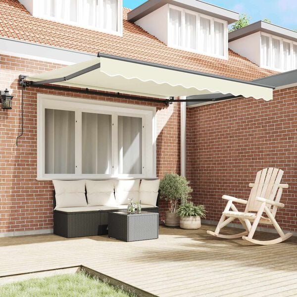 vidaXL Skrovita tenda Krema 300 x 250 cm Aluminij i Tkanina