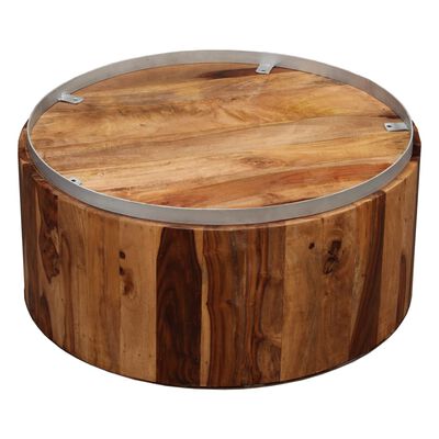 vidaXL Stolić za kavu od masivnog drva šišama i čelika 68 cm