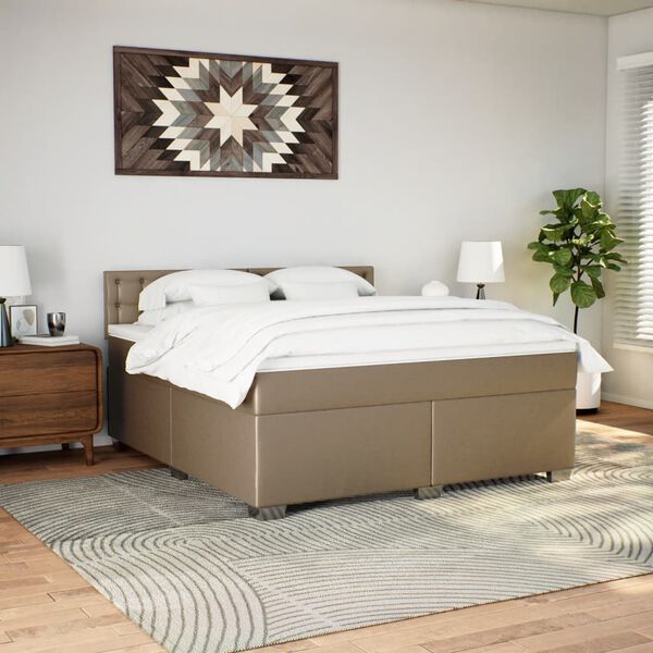 vidaXL Krevet box spring s madracem cappuccino 180x200 cm umjetna koža