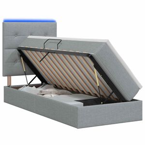 vidaXL LED krevet za pohranu s madracem Svjetlosiva 90 x 190 cm