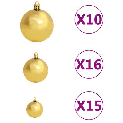 vidaXL 120-dijelni set božićnih kuglica i vrh 300 LED zlatno-brončani