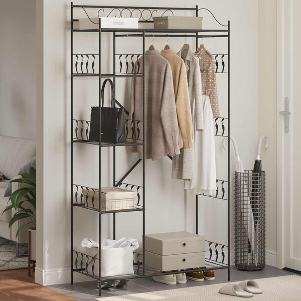 vidaXL Otvoreni ormar s policom Crna 101 x 43 x 188 cm Čelik