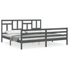 vidaXL Okvir za krevet s uzglavljem sivi 200 x 200 cm od masivnog drva