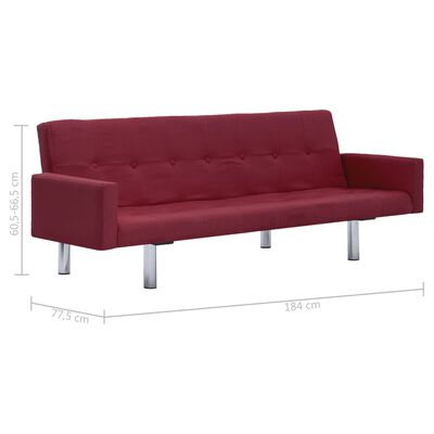 282225 vidaXL Sofa Bed with Armrest Wine Red Polyester