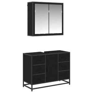 vidaXL Set namje&scaron;taja za kupaonicu 2 kom. Crni hrast 80 x 33 x 60 cm