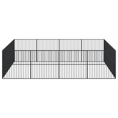 vidaXL Ograda za pse sa 16 panela crna od pocinčanog čelika
