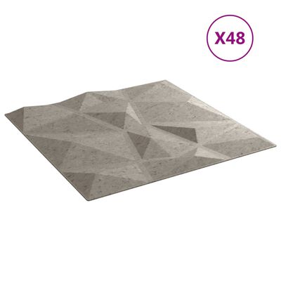 vidaXL Zidni paneli 48 kom boja betona 50 x 50 cm XPS 12 m² dijamanti
