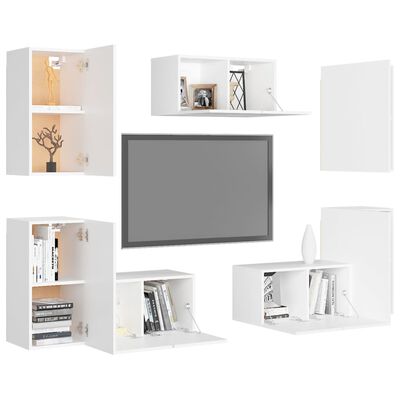 vidaXL 7-dijelni set TV ormarića bijeli od iverice
