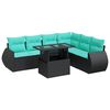 vidaXL 7-dijelni set vrtnih sofa od poliratana s jastucima crni bagrem