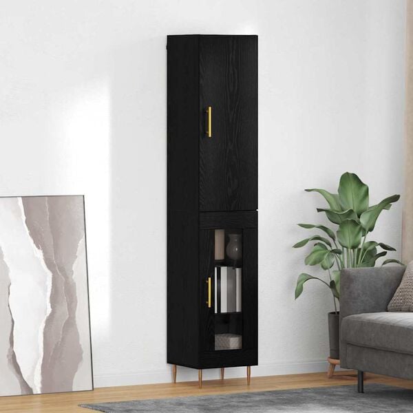 vidaXL Highboard 2 pcs Crni hrast Konstruirano drvo