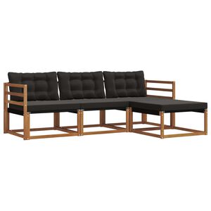 vidaXL Set vanjskih sofa 4 kom. Prirodna i crna