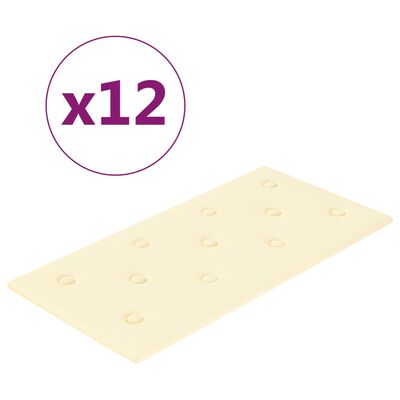 vidaXL Zidne ploče od umjetne kože 12 kom krem 60 x 30 cm 2,16 m²