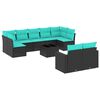 vidaXL 10-dijelni set vrtnih sofa od poliratana s jastucima crni
