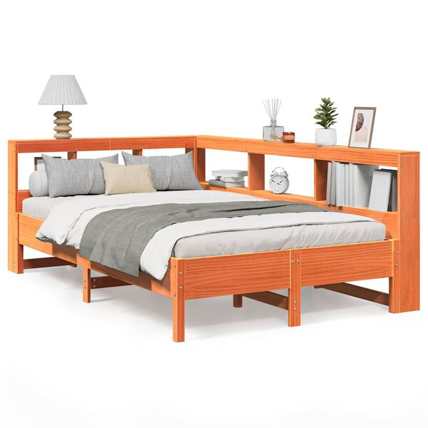 vidaXL Krevet s regalom za knjige bez madraca 120 x 200 cm od borovine