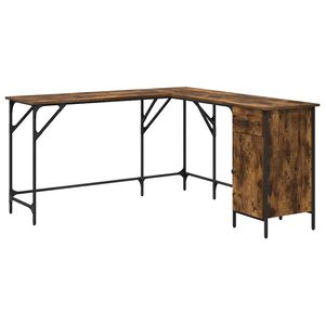 vidaXL Radni stol boja dimljenog hrasta 141x141x75cm konstruirano drvo