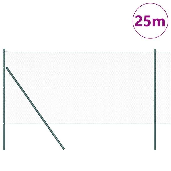 vidaXL Ograda s stupovima Zelena 1.4 x 25 m Čelik prekriven PVC-om