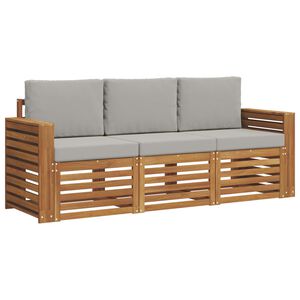 vidaXL Setovi sofa 3 kom. Prirodna i svijetlo siva Čvrsto drvo akacije