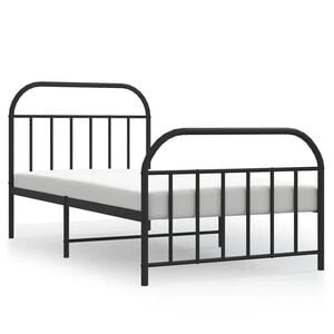 vidaXL Metalni okvir kreveta uzglavlje i podnožje crni 100x190 cm