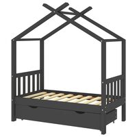 vidaXL Okvir za dječji krevet s ladicom tamnosivi 70 x 140 cm borovina
