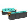 vidaXL 9-dijelni set vrtnih sofa od poliratana s jastucima crni
