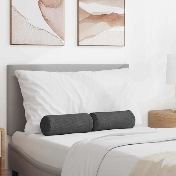 vidaXL Valjkasti jastučići 2 pcs Tamno siva Ø 15 x 40 cm