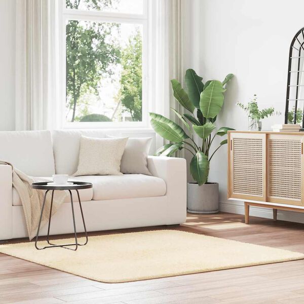 vidaXL Čupavi tepih s visokim vlaknima NAVARRA krem 160x160 cm