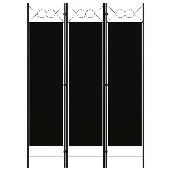 vidaXL Sobna pregrada s 3 panela crna 120 x 180 cm