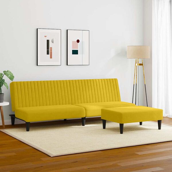vidaXL 2-dijelni set sofa žuti baršunasti