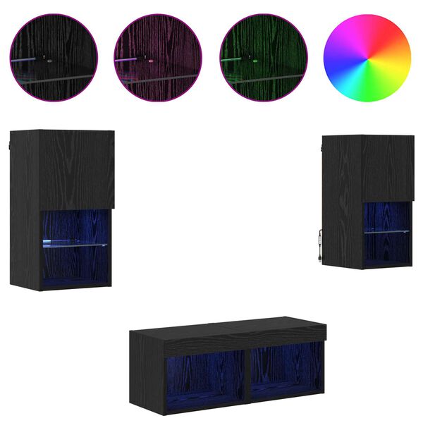 vidaXL TV zidni ormari Zidne 4 pcs Crni hrast Konstruirano drvo