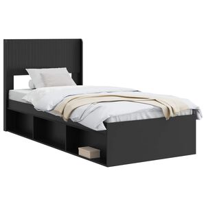 vidaXL Krevetna konstrukcija s pohranom i uzglavljem Crna 75 x 190 cm
