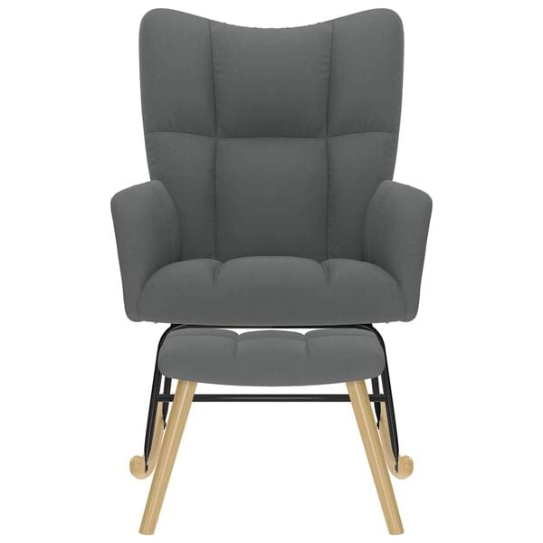 vidaXL Stolica za ljuljanje s osloncem za noge od tkanine tamnosiva