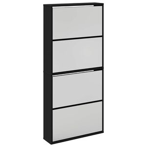 vidaXL Ormarić za cipele s ogledalom i 4 razine crni 63 x 17 x 134 cm