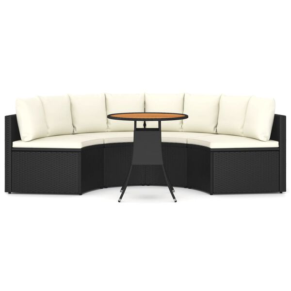 vidaXL 5-dijelni set vrtnih sofa od poliratana s jastucima crni