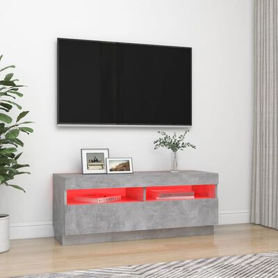 vidaXL TV ormarić s LED svjetlima siva boja betona 100 x 35 x 40 cm