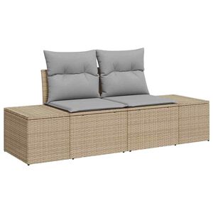 vidaXL Vrtni kauč s jastukom s pohranom Bež 184 x 62 x 69 cm poliratan