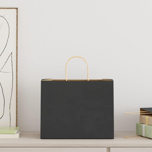 vidaXL Papirnate vrećice 50 kom s ručkama crne 32x22x24 cm