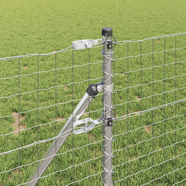 vidaXL Stup za ogradu 7 pcs Srebrno Čelik