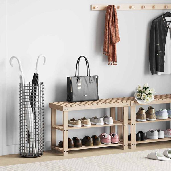 vidaXL 2-u-1 stalak za cipele s klupom na vrhu od masivne jelovine