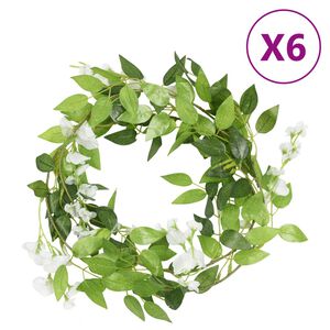 vidaXL Cvjetni vijenci 6 kom bijeli 200 cm