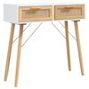 vidaXL Konzolni stol bijeli 80x30x75 cm od borovine i prirodnog ratana