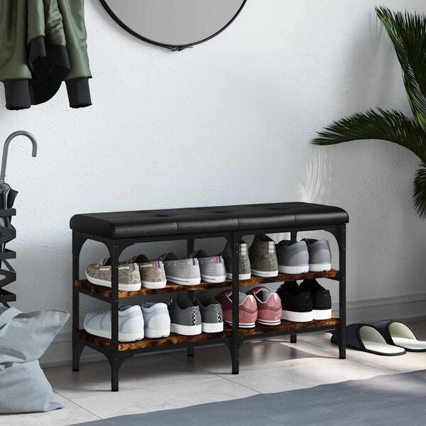 vidaXL Klupa za cipele boja hrasta 82 x 32 x 47 cm konstruirano drvo