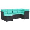vidaXL 6-dijelni set vrtnih sofa s jastucima crni od poliratana