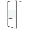vidaXL Pregrada za tu&scaron; crna 90 x 195 cm s napola mutnim staklom ESG